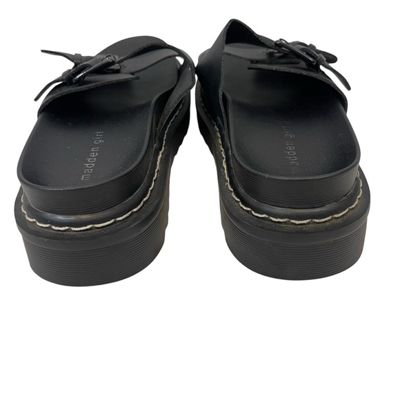Madden Girl Black Double Buckle Platform Sandal Dizzyy Slides - Picture 5 of 12